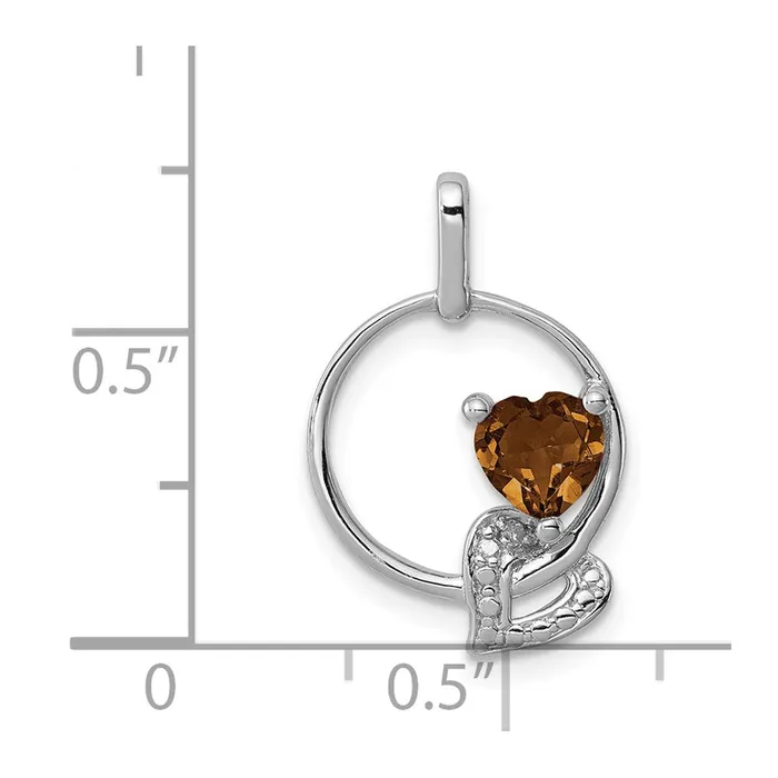 Goldia Necklaces Sterling Silver Rhodiumplated Whiskey Quartz Diamond Pendant