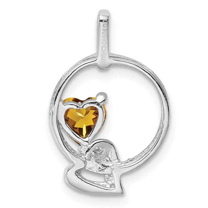 Goldia Necklaces Sterling Silver Rhodiumplated Whiskey Quartz Diamond Pendant