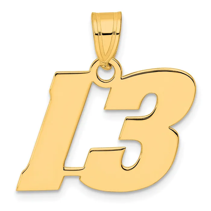 Goldia PreStyled Sets 14k Yellow Gold Polished Block Number 13 Pendant