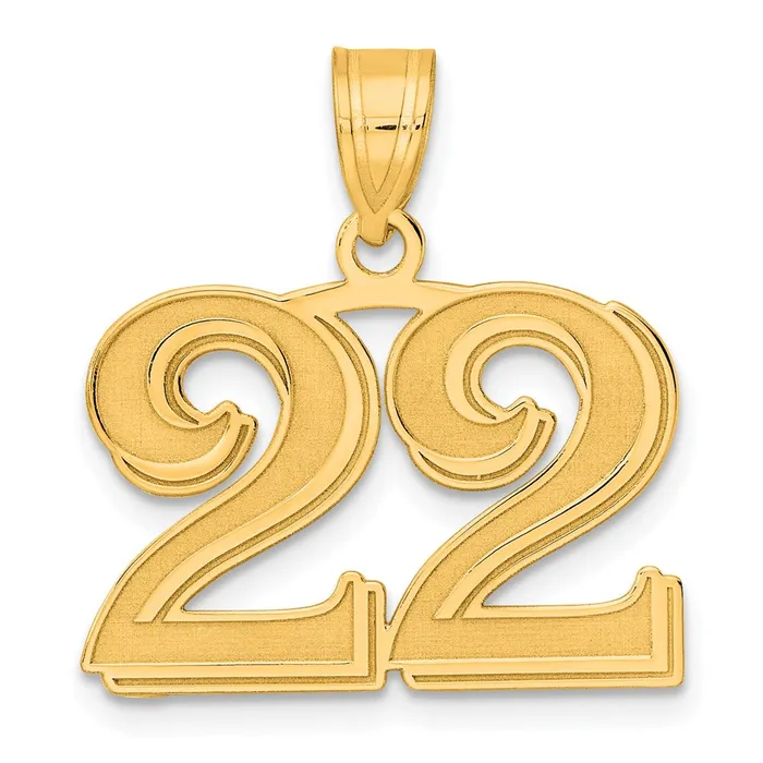 Goldia PreStyled Sets 14k Yellow Gold Polished Etched Number 22 Pendant