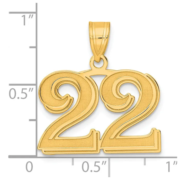 Goldia PreStyled Sets 14k Yellow Gold Polished Etched Number 22 Pendant
