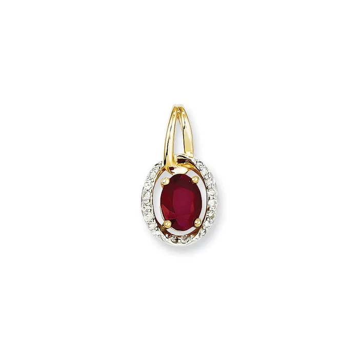 Goldia PreStyled Sets 14K Yellow Gold Real Diamond u0026 Ruby Pendant