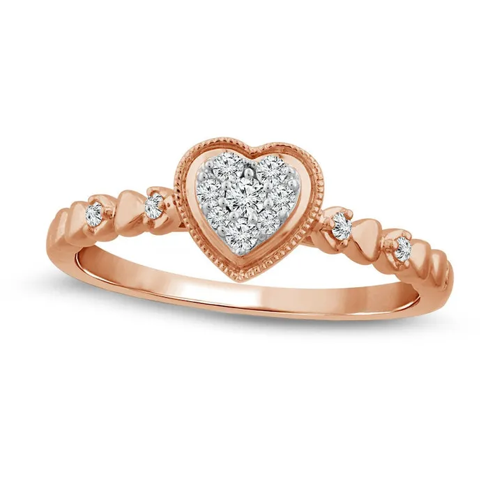 Goldia Rings 013 CT TW Composite Heart Natural Diamond Antique VintageStyle Promise Ring in Solid 10K Rose Gold Goldia Rings 013 CT TW Composite Heart Natural Diamond Antique VintageStyle Promise Ring in Solid 10K Rose Gold