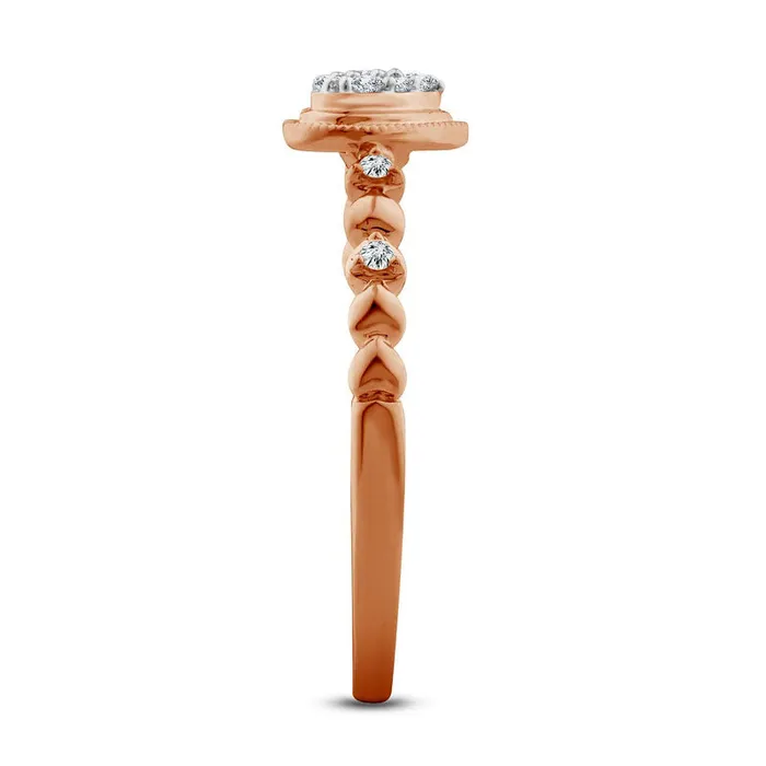 Goldia Rings 013 CT TW Composite Heart Natural Diamond Antique VintageStyle Promise Ring in Solid 10K Rose Gold Goldia Rings 013 CT TW Composite Heart Natural Diamond Antique VintageStyle Promise Ring in Solid 10K Rose Gold