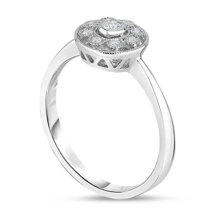 Goldia Rings 013 CT TW Natural Diamond Flower Frame Antique VintageStyle Promise Ring in Solid 10K White Gold Goldia Rings 013 CT TW Natural Diamond Flower Frame Antique VintageStyle Promise Ring in Solid 10K White Gold