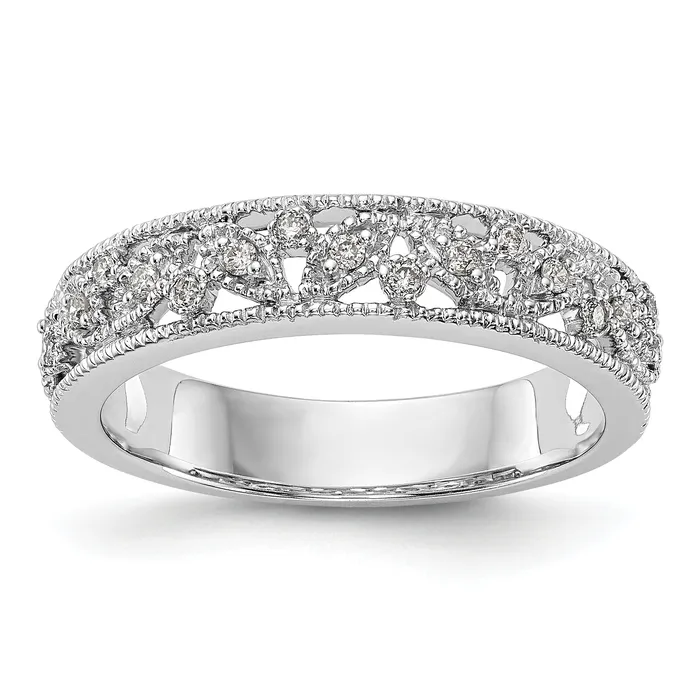 Goldia Rings 013ct CZ Solid Real 14K White Gold Wedding Band Ring