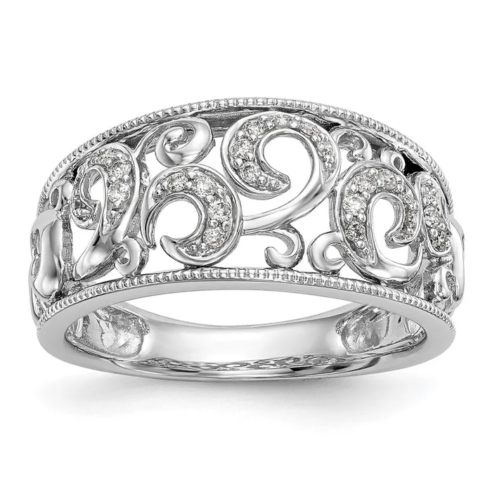 Goldia Rings 015ct CZ Solid Real 14K White Gold Wedding Band Ring