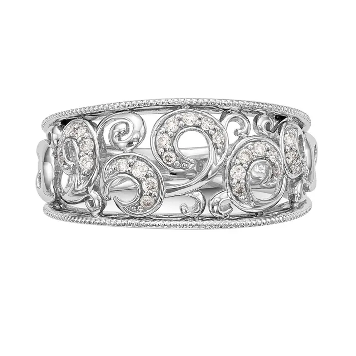 Goldia Rings 015ct CZ Solid Real 14K White Gold Wedding Band Ring