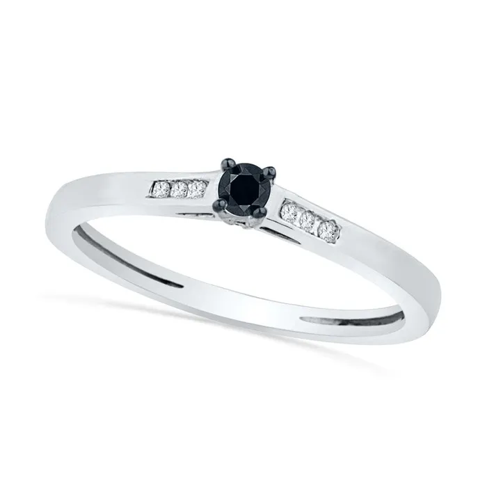 Goldia Rings 017 CT TW Enhanced Black and White Natural Diamond Promise Ring in Solid 10K White Gold Goldia Rings 017 CT TW Enhanced Black and White Natural Diamond Promise Ring in Solid 10K White Gold