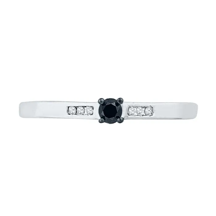 Goldia Rings 017 CT TW Enhanced Black and White Natural Diamond Promise Ring in Solid 10K White Gold Goldia Rings 017 CT TW Enhanced Black and White Natural Diamond Promise Ring in Solid 10K White Gold