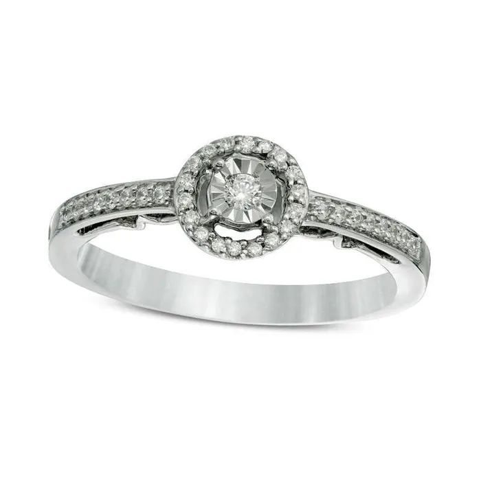 Goldia Rings 017 CT TW Natural Diamond Frame Promise Ring in Sterling Silver Goldia Rings 017 CT TW Natural Diamond Frame Promise Ring in Sterling Silver