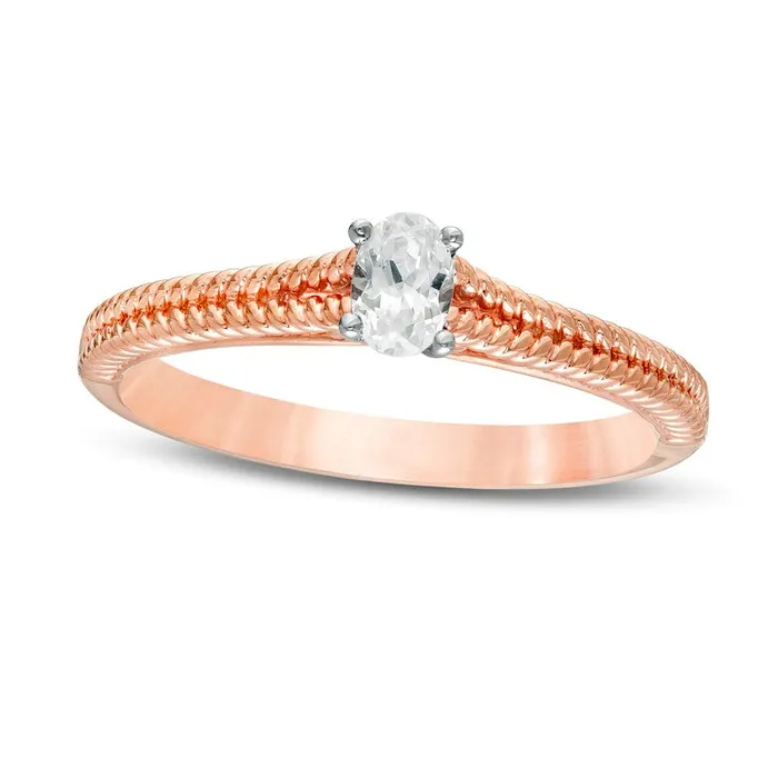 Goldia Rings 020 CT Oval Natural Clarity Enhanced Diamond Solitaire Ribbed Shank Promise Ring in Solid 14K Rose Gold Goldia Rings 020 CT Oval Natural Clarity Enhanced Diamond Solitaire Ribbed Shank Promise Ring in Solid 14K Rose Gold