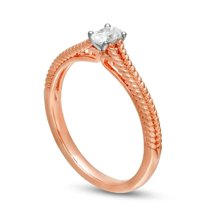 Goldia Rings 020 CT Oval Natural Clarity Enhanced Diamond Solitaire Ribbed Shank Promise Ring in Solid 14K Rose Gold Goldia Rings 020 CT Oval Natural Clarity Enhanced Diamond Solitaire Ribbed Shank Promise Ring in Solid 14K Rose Gold