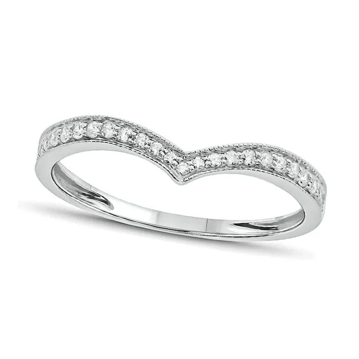 Goldia Rings 020 CT TW Natural Diamond Antique VintageStyle Chevron Wedding Band in Solid 10K White Gold Goldia Rings 020 CT TW Natural Diamond Antique VintageStyle Chevron Wedding Band in Solid 10K White Gold