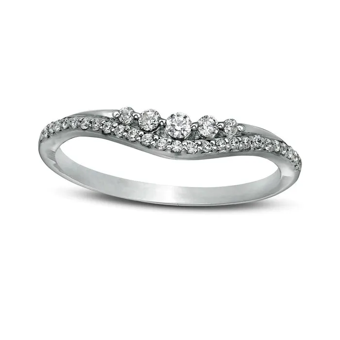 Goldia Rings 020 CT TW Natural Diamond Five Stone Contour Anniversary Band in Solid 10K White Gold Goldia Rings 020 CT TW Natural Diamond Five Stone Contour Anniversary Band in Solid 10K White Gold