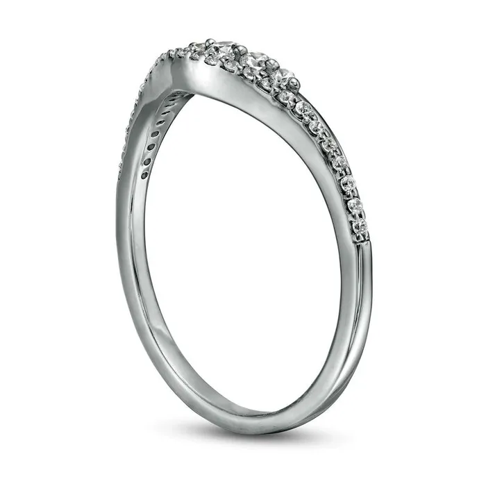Goldia Rings 020 CT TW Natural Diamond Five Stone Contour Anniversary Band in Solid 10K White Gold Goldia Rings 020 CT TW Natural Diamond Five Stone Contour Anniversary Band in Solid 10K White Gold