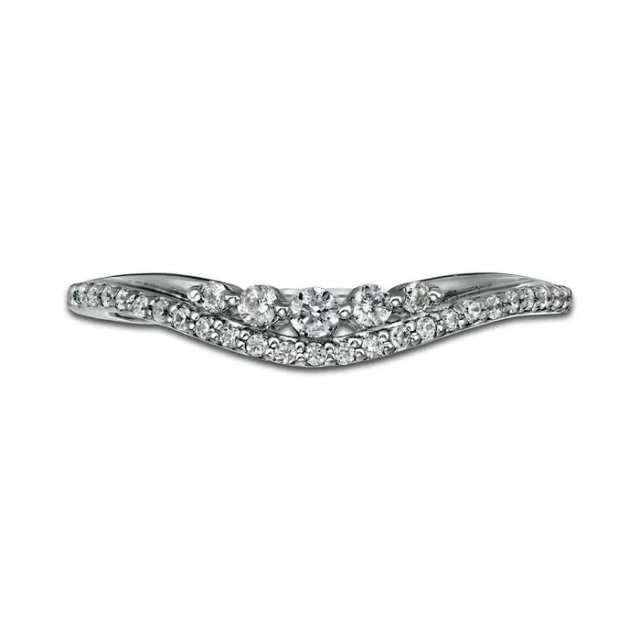 Goldia Rings 020 CT TW Natural Diamond Five Stone Contour Anniversary Band in Solid 10K White Gold Goldia Rings 020 CT TW Natural Diamond Five Stone Contour Anniversary Band in Solid 10K White Gold