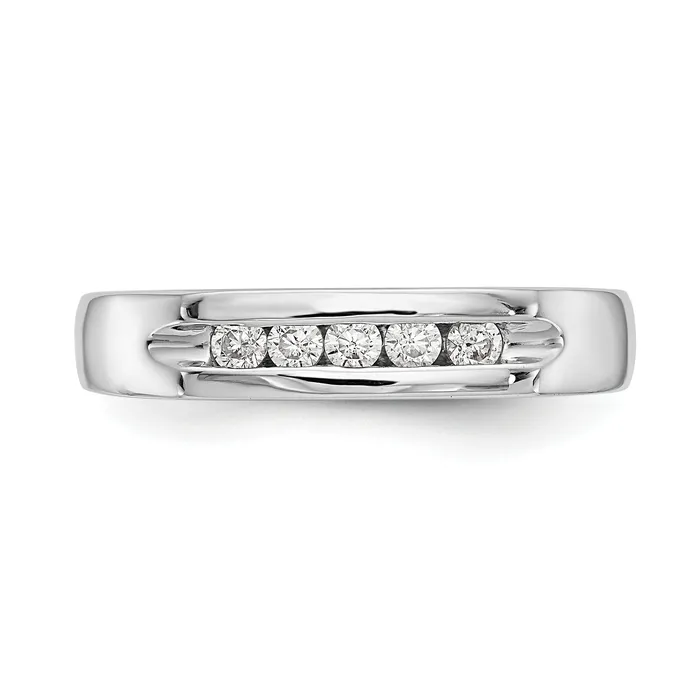 Goldia Rings 020ct CZ Solid Real 14K White Gold 5Stone Channel Wedding Band Ring