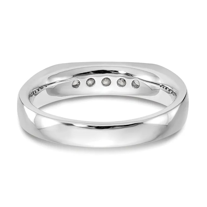 Goldia Rings 020ct CZ Solid Real 14K White Gold 5Stone Channel Wedding Band Ring