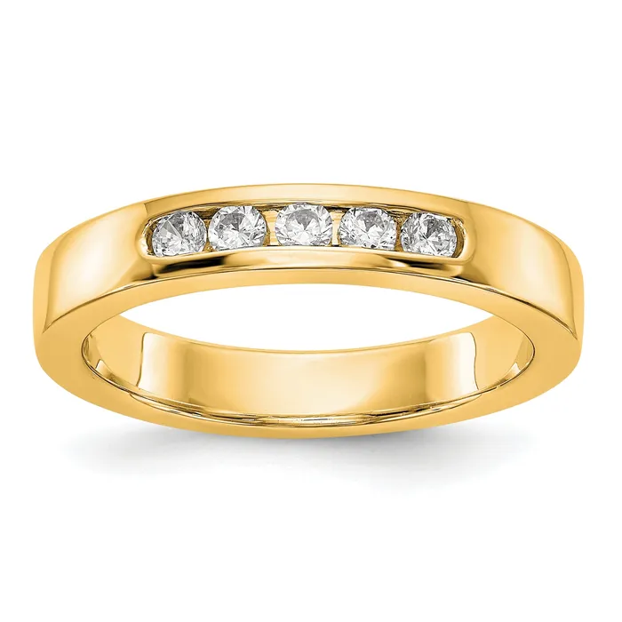 Goldia Rings 025ct CZ Solid Real 14k Yellow Gold Flat Partial Closed 5Stone Channel Wedding Band Ring Goldia Rings 025ct CZ Solid Real 14k Yellow Gold Flat Partial Closed 5Stone Channel Wedding Band Ring