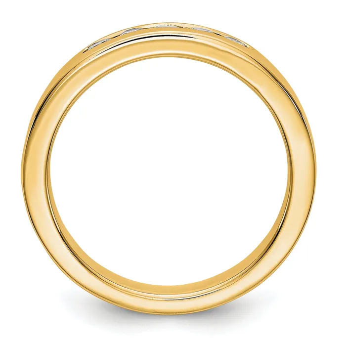 Goldia Rings 025ct CZ Solid Real 14k Yellow Gold Flat Partial Closed 5Stone Channel Wedding Band Ring