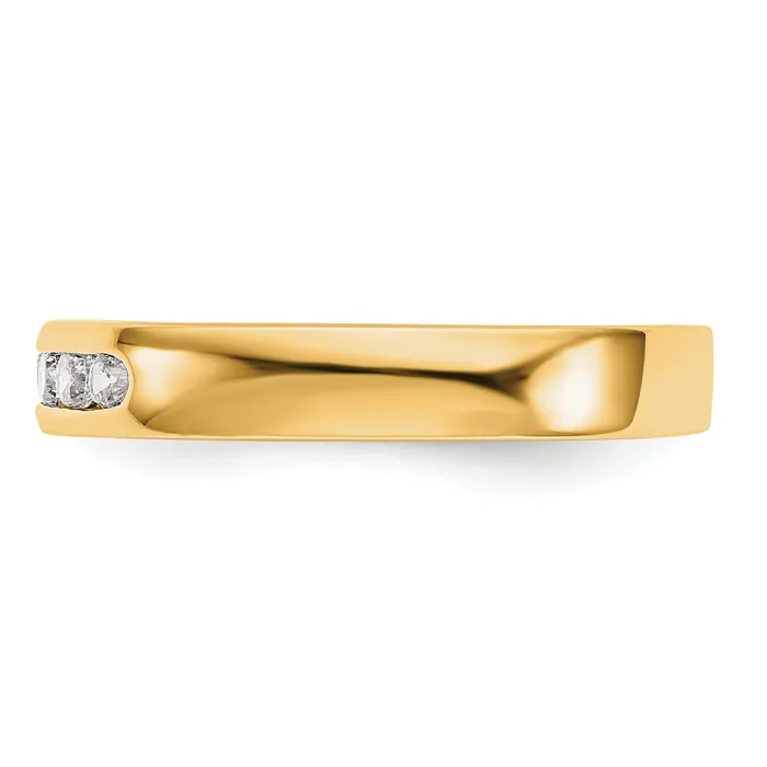 Goldia Rings 025ct CZ Solid Real 14k Yellow Gold Flat Partial Closed 5Stone Channel Wedding Band Ring