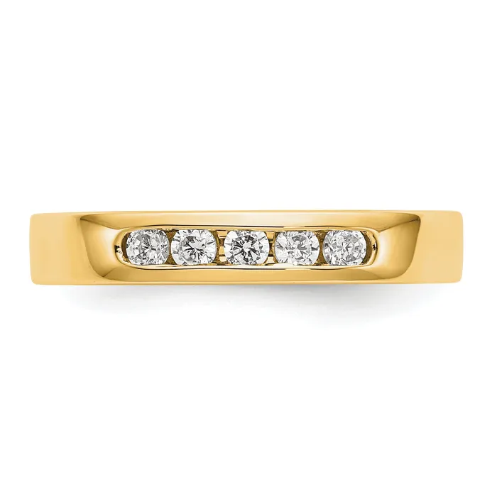 Goldia Rings 025ct CZ Solid Real 14k Yellow Gold Flat Partial Closed 5Stone Channel Wedding Band Ring
