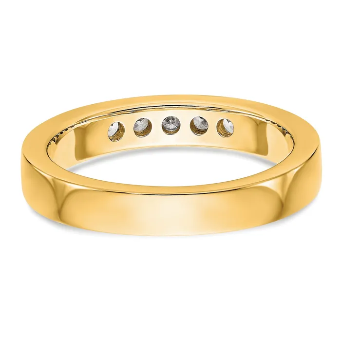 Goldia Rings 025ct CZ Solid Real 14k Yellow Gold Flat Partial Closed 5Stone Channel Wedding Band Ring