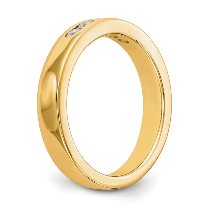 Goldia Rings 025ct CZ Solid Real 14k Yellow Gold Flat Partial Closed 5Stone Channel Wedding Band Ring