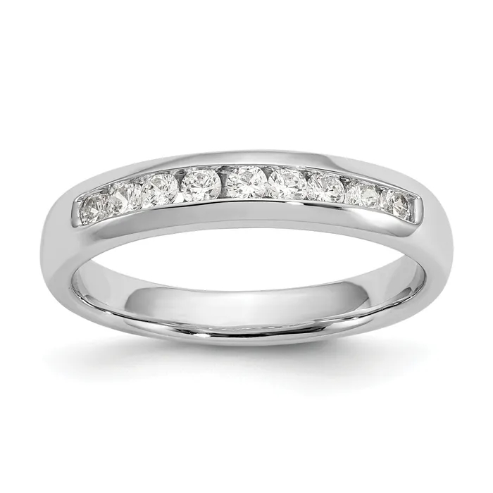 Goldia Rings 032ct CZ Solid Real 14K White Gold 9Stone Channel Wedding Band Ring Goldia Rings 032ct CZ Solid Real 14K White Gold 9Stone Channel Wedding Band Ring