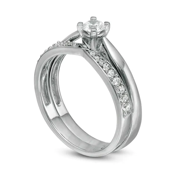 Goldia Rings 033 CT TW Natural Diamond Bridal Engagement Ring Set in Solid 10K White Gold Goldia Rings 033 CT TW Natural Diamond Bridal Engagement Ring Set in Solid 10K White Gold