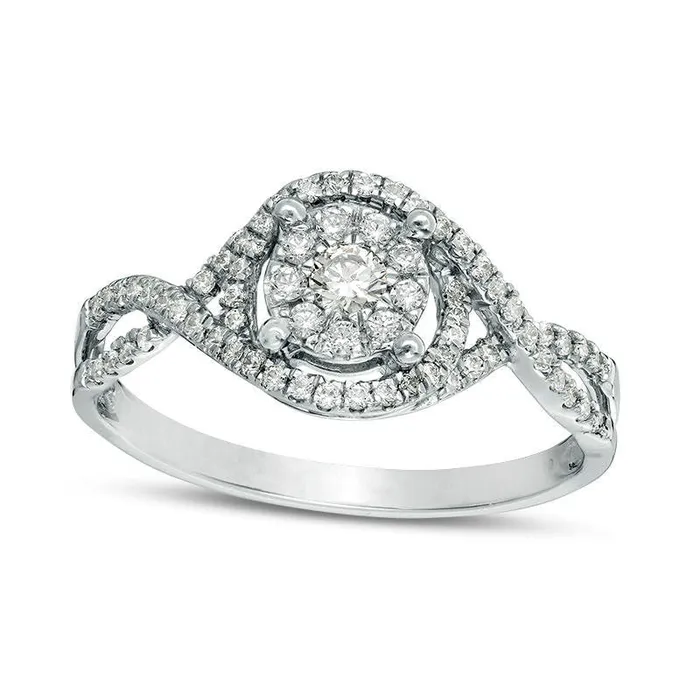 Goldia Rings 033 CT TW Natural Diamond Frame Bypass Twist Engagement Ring in Solid 10K White Gold Goldia Rings 033 CT TW Natural Diamond Frame Bypass Twist Engagement Ring in Solid 10K White Gold