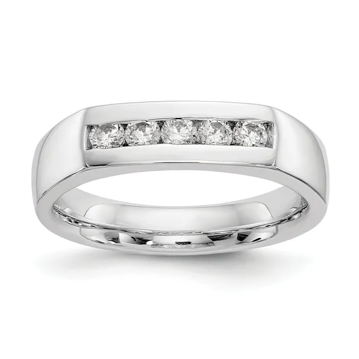 Goldia Rings 033ct CZ Solid Real 14K White Gold 5Stone Channel Wedding Band Ring Goldia Rings 033ct CZ Solid Real 14K White Gold 5Stone Channel Wedding Band Ring