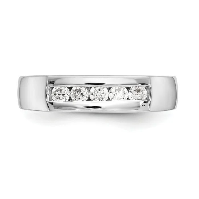 Goldia Rings 033ct CZ Solid Real 14K White Gold 5Stone Channel Wedding Band Ring