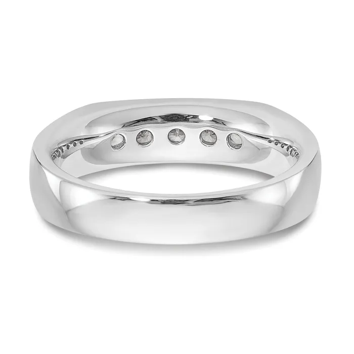 Goldia Rings 033ct CZ Solid Real 14K White Gold 5Stone Channel Wedding Band Ring