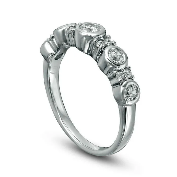 Goldia Rings 038 CT TW Natural Diamond Alternating Anniversary Band in Solid 10K White Gold Goldia Rings 038 CT TW Natural Diamond Alternating Anniversary Band in Solid 10K White Gold