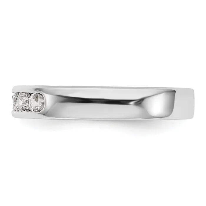 Goldia Rings 045ct CZ Solid Real 14K White Gold 528mm Stone Channel Wedding Band Ring