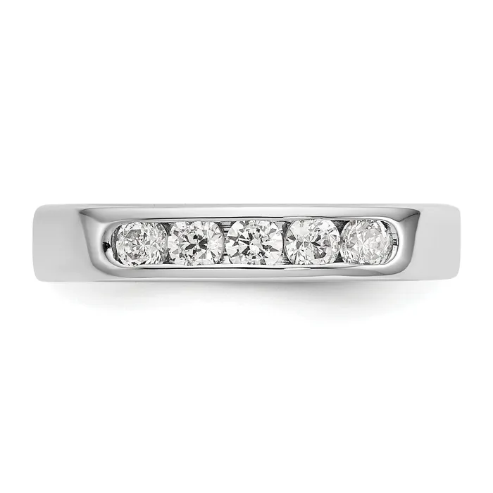 Goldia Rings 045ct CZ Solid Real 14K White Gold 528mm Stone Channel Wedding Band Ring
