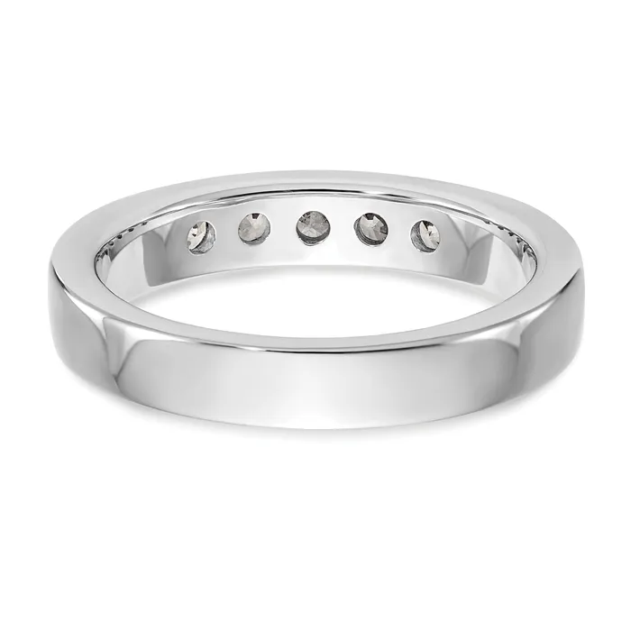 Goldia Rings 045ct CZ Solid Real 14K White Gold 528mm Stone Channel Wedding Band Ring
