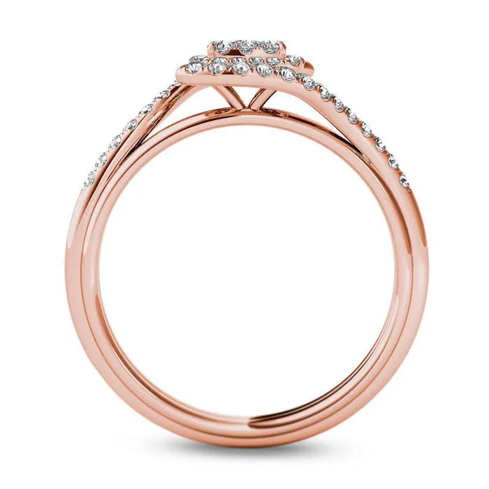 Goldia Rings 050 CT TW Composite Natural Diamond Square Frame Bypass Engagement Ring in Solid 14K Rose Gold Goldia Rings 050 CT TW Composite Natural Diamond Square Frame Bypass Engagement Ring in Solid 14K Rose Gold