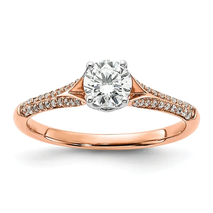 Goldia Rings 050ct CZ Solid Real 14k White and Rose Polish Round Dia Engagment Ring Goldia Rings 050ct CZ Solid Real 14k White and Rose Polish Round Dia Engagment Ring