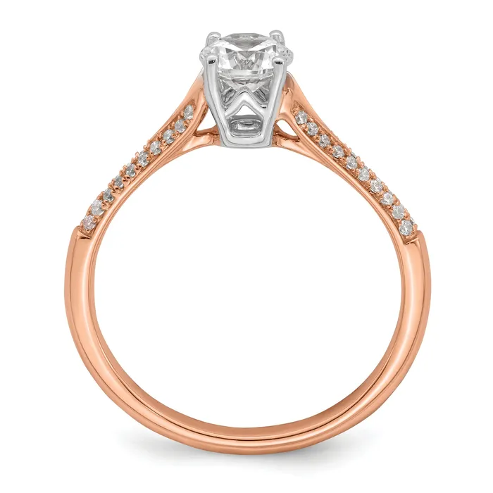 Goldia Rings 050ct CZ Solid Real 14k White and Rose Polish Round Dia Engagment Ring