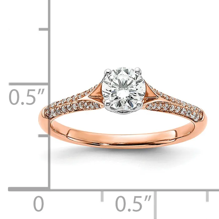 Goldia Rings 050ct CZ Solid Real 14k White and Rose Polish Round Dia Engagment Ring
