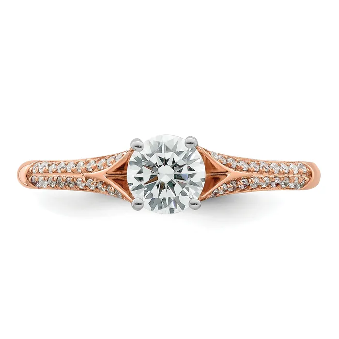 Goldia Rings 050ct CZ Solid Real 14k White and Rose Polish Round Dia Engagment Ring