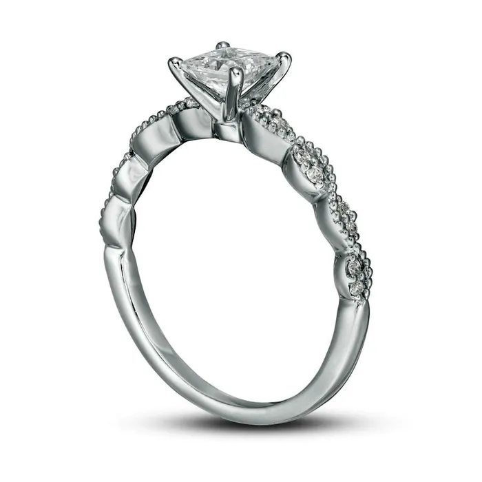 Goldia Rings 063 CT TW Certified PrincessCut Natural Diamond Engagement Ring in Solid 14K White Gold ISI2 Goldia Rings 063 CT TW Certified PrincessCut Natural Diamond Engagement Ring in Solid 14K White Gold ISI2