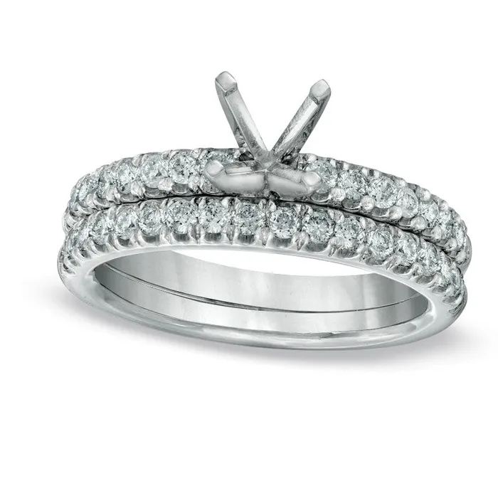 Goldia Rings 063 CT TW Natural Diamond SemiMount Bridal Engagement Ring Set in Solid 14K White Gold Goldia Rings 063 CT TW Natural Diamond SemiMount Bridal Engagement Ring Set in Solid 14K White Gold
