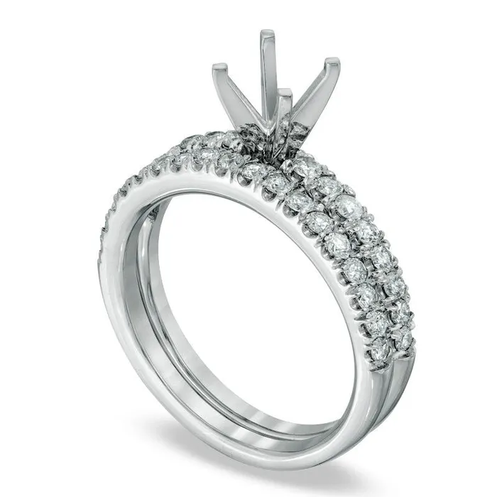 Goldia Rings 063 CT TW Natural Diamond SemiMount Bridal Engagement Ring Set in Solid 14K White Gold Goldia Rings 063 CT TW Natural Diamond SemiMount Bridal Engagement Ring Set in Solid 14K White Gold
