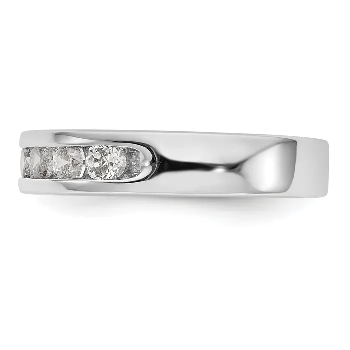 Goldia Rings 072ct CZ Solid Real 14K White Gold 73mm Stone Channel Wedding Band Ring