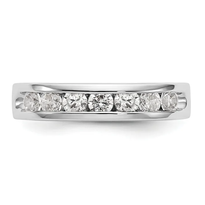 Goldia Rings 072ct CZ Solid Real 14K White Gold 73mm Stone Channel Wedding Band Ring