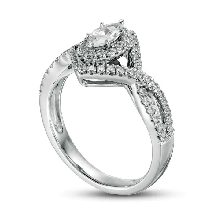 Goldia Rings 075 CT TW Marquise Natural Diamond Frame Twist Shank Engagement Ring in Solid 14K White Gold Goldia Rings 075 CT TW Marquise Natural Diamond Frame Twist Shank Engagement Ring in Solid 14K White Gold